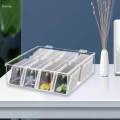 Transparent Storage Bin Box 8 Compartments Sugar Packets Coffee Packets Hinge Lid Tea Bag Organizer for Kitchen Cabinets Pantry Countertops.