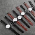 Vintage Round Pointer Quartz Watch Casual Analog PU Leather Wrist Watch For Women Men.