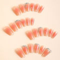 Glitter Diamond Nails Press on French Nails Tips Charms Y2K Style Detachable False Nails Medium Length Artificial Nails. 