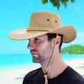 Wide Brim Cowboy Hat Protective Sunscreen Unisex Sheriff Cap Adjustable Wind Rope Western Hat for Horseback Riding Fishing.