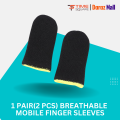 1 Pair(2 Pcs) Breathable Mobile Finger Sleeves / Sweatproof Gloves for Mobile Gaming - Black. 