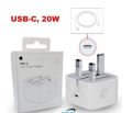 2 Pieces AppIe 20W USB C Original Fast Charging Power Adapter FOR iPhone (Three pin). 