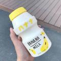 450ml Yogurt Plastic Water Bottle With Strap Cute Carton Kawaii Tour Fruit Drinking Milk Bottle Portable Leakproof Cute Bottle.