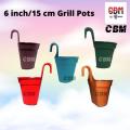 15 cm (6 inch) Grill Hanging flower tob for Balcony | Flower pots for grill hanging/railing pot - BP Grill Planter. 