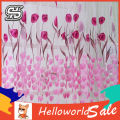 Romantic Tulip Print Voile Sheer Curtain Drape Divider Valance for Door Window. 
