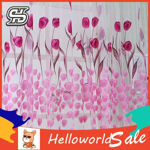 Romantic%20Tulip%20Print%20Voile%20Sheer%20Curtain%20Drape%20Divider%20Valance%20for%20Door%20Window%20-%20Image%202