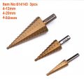 Harden 3 Pcs Step Drill Bit Set (4-12mm, 4-20mm, 4-32mm) 614143. 