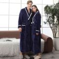 Winter Flannel Couple Nightgown Women's Lengthen and Thicken Red Wedding Bathrobe Fleece-Lined Men's Winter Pajamas Robe. 