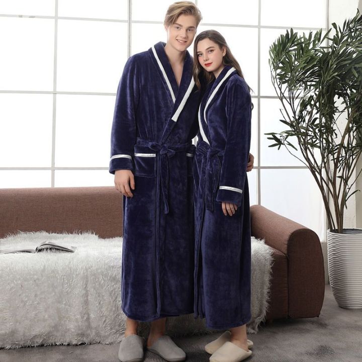 Winter%20Flannel%20Couple%20Nightgown%20Women's%20Lengthen%20and%20Thicken%20Red%20Wedding%20Bathrobe%20Fleece-Lined%20Men's%20Winter%20Pajamas%20Robe%20-%20Image%202