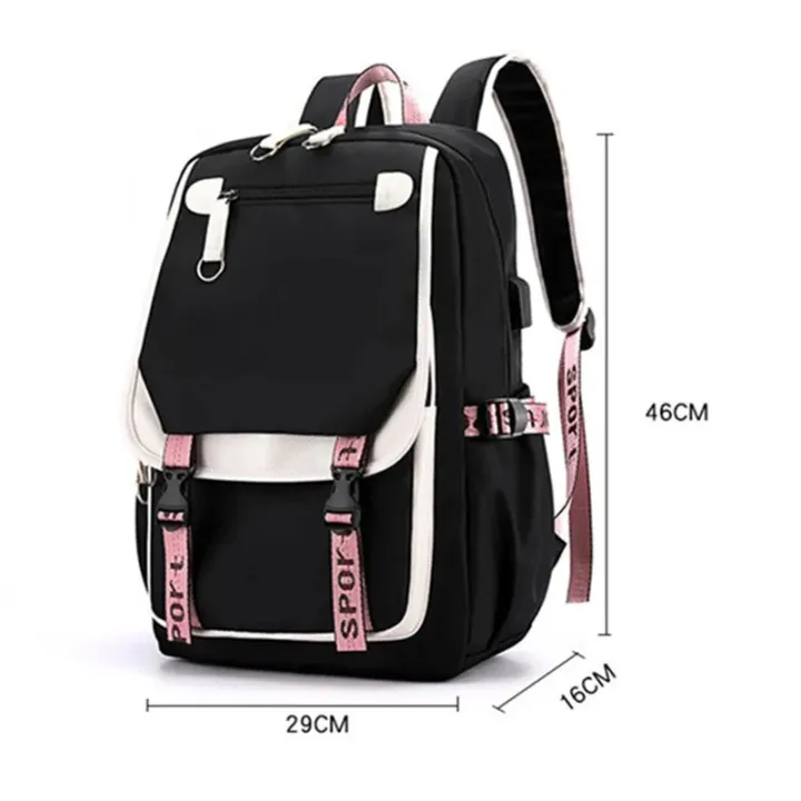 Fengdong%20large%20school%20bags%20for%20teenage%20girls%20USB%20port%20canvas%20schoolbag%20student%20book%20bag%20fashion%20black%20pink%20teen%20school%20backpack%20-%20Image%206
