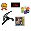 ALICE Best Selling Alice A007A/BK Guitar Capo, Alice Colorful Guitar Picks & Alice 206 Acoustic Guitar Strings Official Combo Offer.
