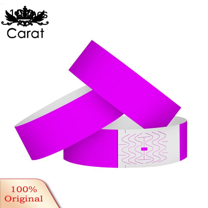 Carat Stable Wristband Adhesive 100pcs Waterproof Synthetic Paper Wristbands for Events Disposable Durable Id Bracelets for Amusement Parks Nightclubs Bars Replacement Wristband Set for Waterproof
