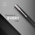 Parker Frontier Matte Black Gun Metal Trim Roller Ball Pen| Ink Color - Blue | Perfect For Corporate Use | Elite Pen For Professionals. 