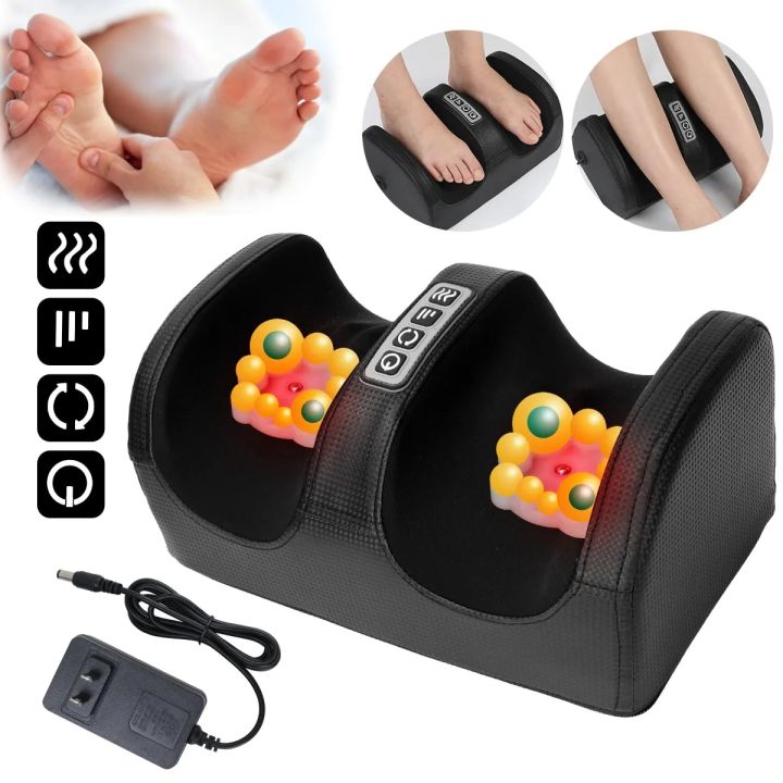Electric Foot Massager Machine Heating Therapy Shiatsu Kneading Roller Salud Muscle Hot Compression Deep Muscles Relax