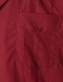 Red Four-Pocket Cuban Guayabera Shirt Men Short Sleeve Camp Collar Shirt Male Embroidered Mexican Cigar Wedding Beach Shirt. 