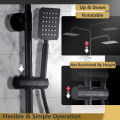 Matte Square Bathroom Thermostatic Mixer Shower Set Black Bathtub Shower Mixer Tap Wall Mount Rainfall Shower Mixer Tap. 