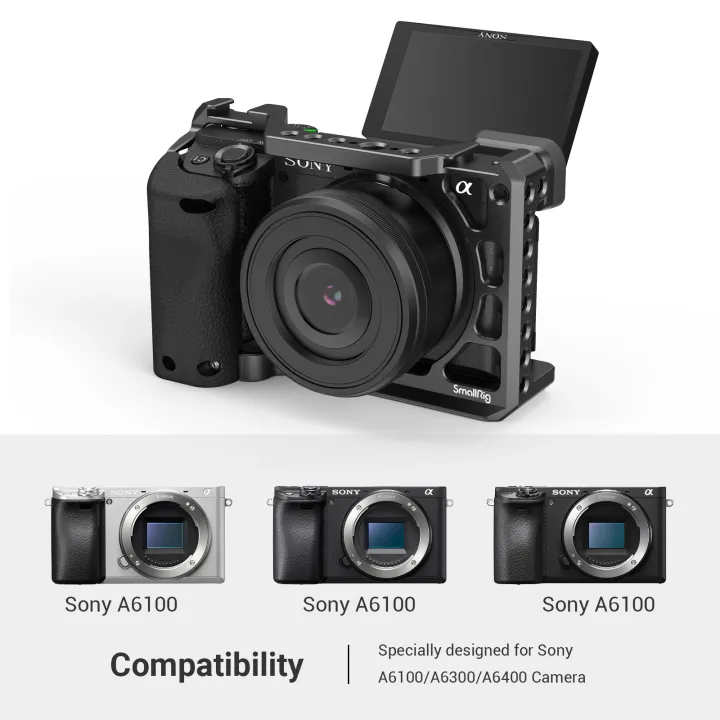 SmallRig%20DSLR%20A6400%20Camera%20Cage%20with%20Silicone%20Handle%20Handgrip%20Cold%20Shoe%20,Case%20Rig%20Set%20for%20Sony%20A6100%20/%20A6300/%20A6400%20-3164%20-%20Image%203