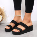 【Trending】 Wedge Heel Thick Sole Ladies Sandals High Heels Sandals Summer Casual Women Shoes Beach Flip Flops Solid Slides Women Slippers. 
