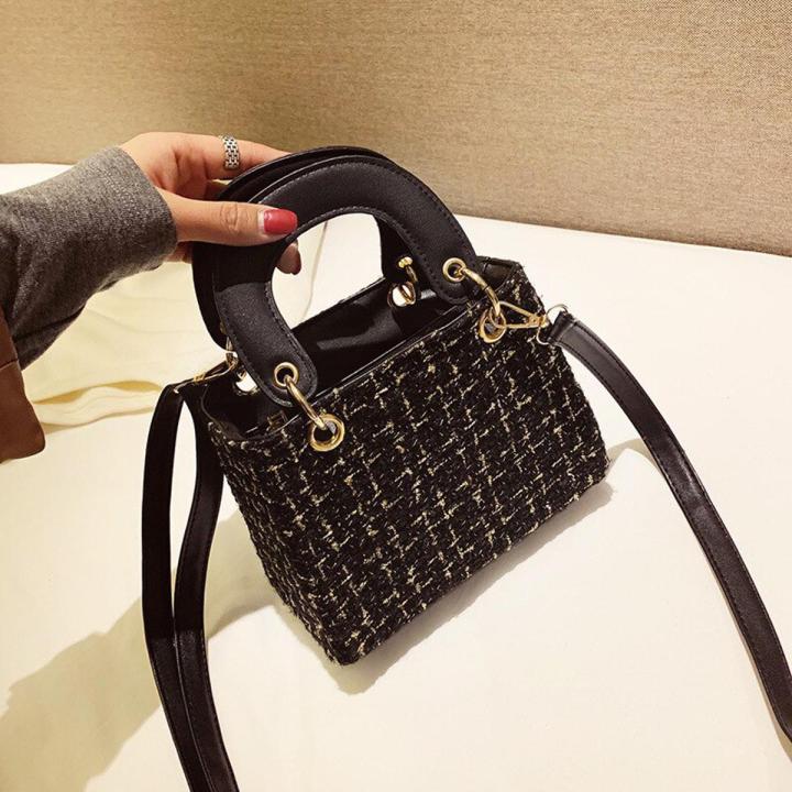 Women's New Korean-Style Simple Woolen Square Sling Bag Shoulder Bag