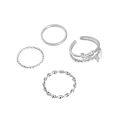Korean style butterfly matte set for women silver ring.