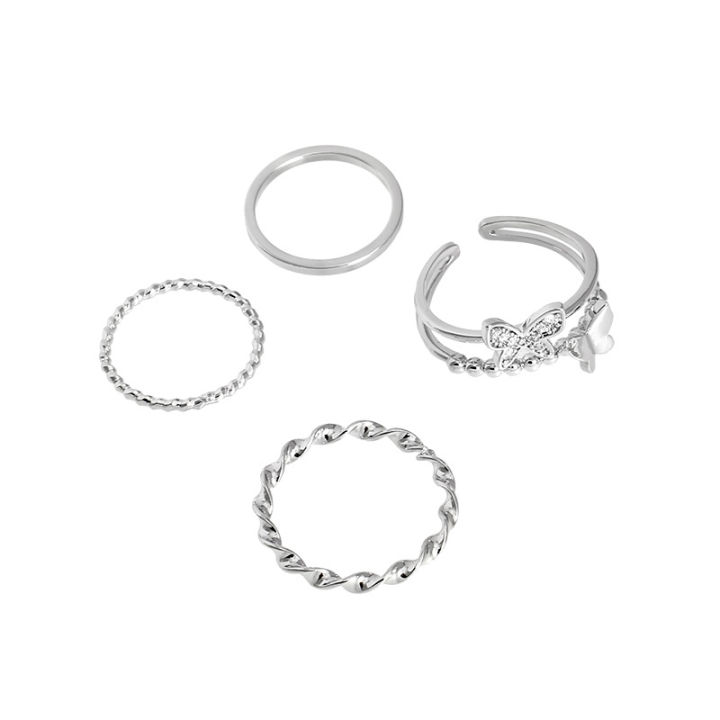 Korean%20style%20butterfly%20matte%20set%20for%20women%20silver%20ring%20-%20Image%203