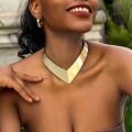 Exaggerated African Triangle Metal Wire Chunky Open Torques Choker Necklace Women Punk Adjustable Chain Grunge Jewelry Steampunk. 