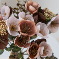Artificial Flower Silk camellia eucalyptus leaves Bride Bouquet For Wedding Home Decoration Accessory Indoor outdoor flower. 