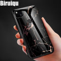 Biruiqu For Google Pixel 4A Shockproof Fashion Marble Tempered Glass Back Case Cover.