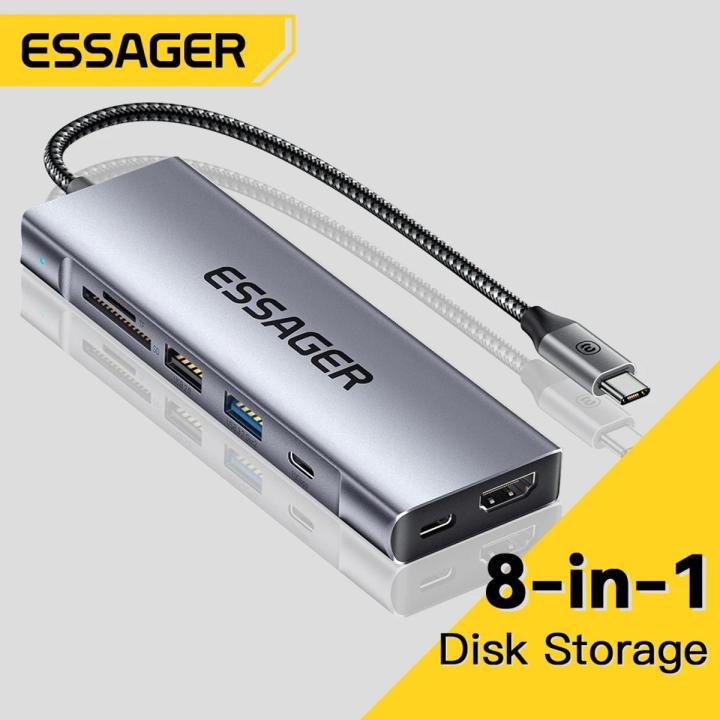 Essager 8-in-1 Laptop Extender 10G USB Hub SD TF Card For Phone RM