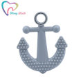 2 PCS Boy Color Silicone Teether Anchor Pendants Silicone Beads Charms Nursing Baby Food Grade Ship Anchor Teether Teething Toys. 