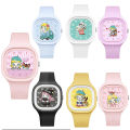 【Can last for 10 years】 Pop Mart Children's Watch Girls Cartoon Cute Square High Quality Skin Feeling Silicone Watch Quartz. 