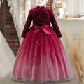 GC Girls Long Sleeve Princess Dress Gradient Starry Sky Mesh Skirt Velvet Party Dress For Wedding Masquerade Party. 