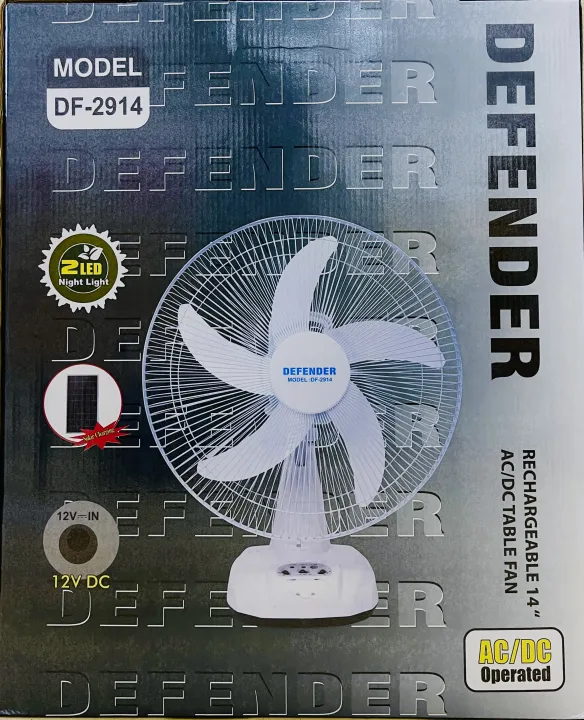 Defender DF-2914 Rechargeable fan AC/DC with LED Multi-Functional 14 ...
