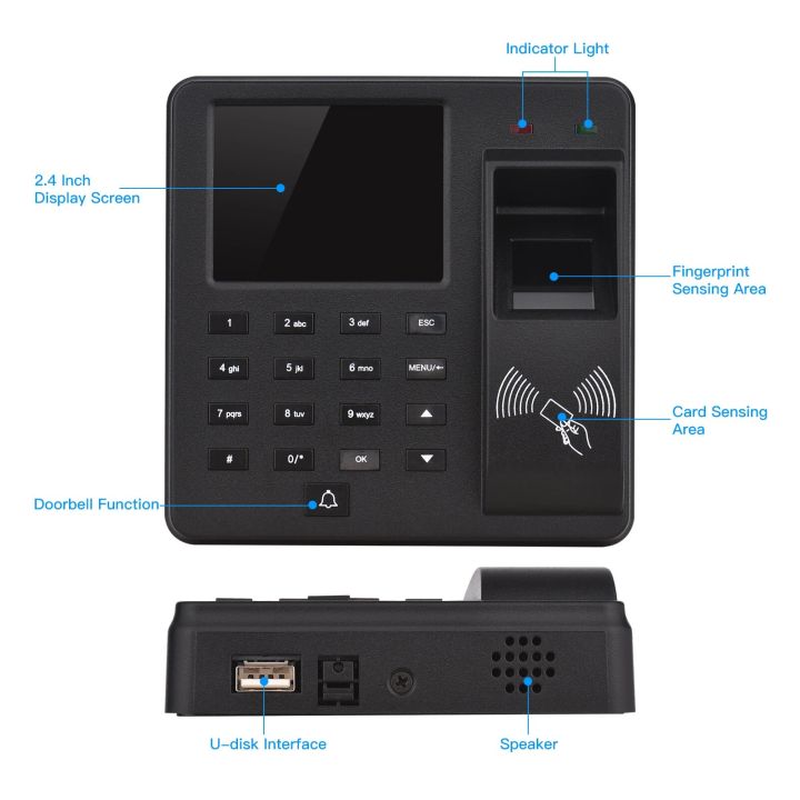 M10%20Access%20Control%20Biometric%20Time%20Attendance%20Machine%20Fingerprint/Password/ID%20Card%20Recognition%20Time%20Clock%20with%202.4%20Inch%20Display%20-%20Image%203