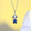 Fashion New Cartoon Devil Smile Heart Necklace Gothic Style Blue Crystal Heart Alloy Necklace.