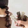 Korean Pearl Beads Telephone Wire Hair Ties Elastic Hair Bands Spiral Coil Rubber Bands Ponytails Hair Accessories for Women. 