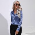 Satin Silk Button Down Shirts for Women Dress Shirts Long Sleeve Blouses Female Shirts.