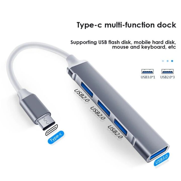 USB%20Type%20C%20Hub%204Port%20Adapter%20USB%203.0%20Multi%20Splitter%204%20in%201%20Docking%20Station%20UltraSlim%20SuperSpeed%20Aluminum%20For%20Computer%20Laptop%20PC%20-%20Image%202