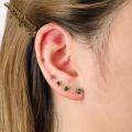 1PC Emerald green stud earrings May Birthstone studs Golden stud earrings tiny stud earrings small studs cartilage helix earring. 