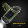 1/2PCs LED flashlight hand crank solar powered rechargeable survival gear self powered charging torch dynamo for outdoor camping. 