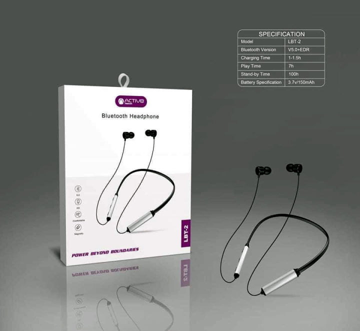 Active LBT-02 Wireless Neckband Earphones (headphones) Black