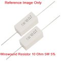 5Pcs- 5Watt 10 Ohm WIREWOUND 5W 10 Ohm Ceramic Cement Power Wirewound Resistor 10 Ohm 5Watt Wire Wound 2Pin Leads Fixed Cement Resistor 5% Tolerance. 