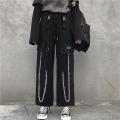 Gothic Cargo Pants Women Punk Chain Wide Leg Pants Korean Style Oversized Streetwear Trousers Female Techwear Emo BQ.