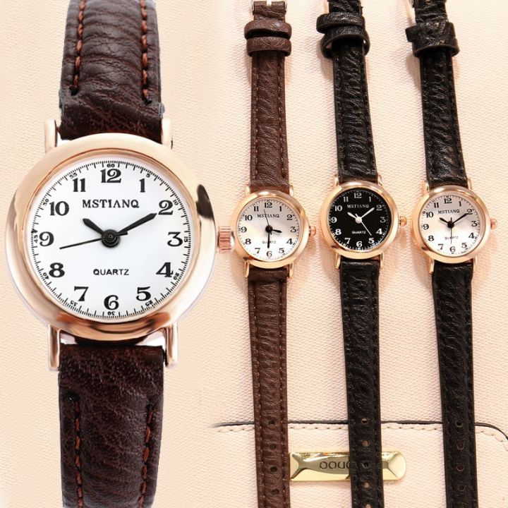Vintage Exquisite Ladies Watches Retro Small Leather Belt Digital Watch Wrist Clock Ladies Mini Design Women Watches Wristwatch