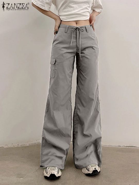 ZANZEA%20Fashion%20Cargo%20Pants%20Women%20Streetwear%20Wide%20Leg%20Jogger%20Pant%202022%20Autumn%20Korean%20Style%20Drawstring%20Pockets%20Long%20Trousers%20Femme%20-%20Image%204