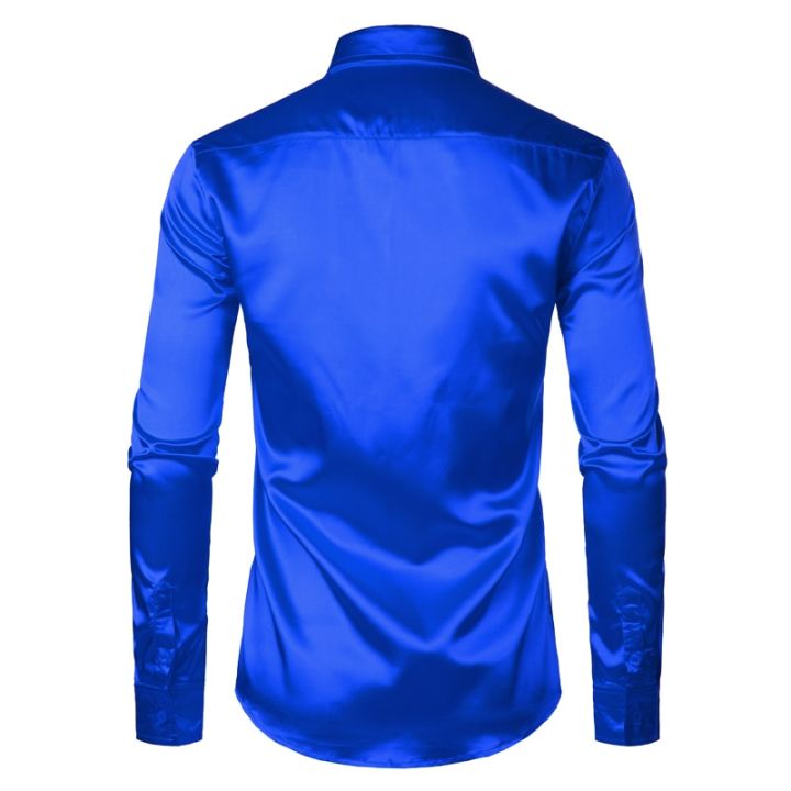 Royal%20Blue%20Silk%20Satin%20Shirt%20Men%202023%20Luxury%20Brand%20New%20Slim%20Fit%20Mens%20Dress%20Shirts%20Wedding%20Party%20Casual%20Male%20Casual%20Shirt%20Chemise%20-%20Image%204