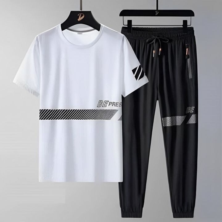Explore the Exclusive Collection T-Shirt and Full Pant Set For Men - Trouser and T-Shirt Set - Perfect Casual Wear Suitable for All Seasons - Offering Comfort and Style in Every Outfit