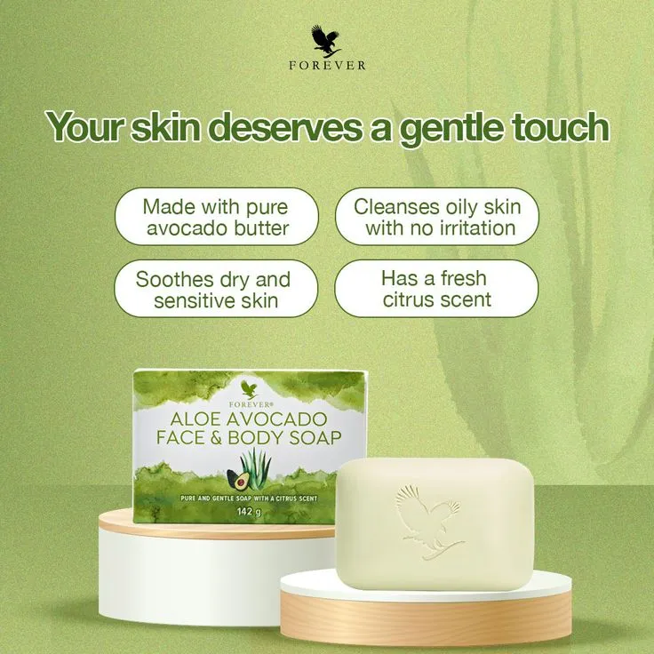 Forever Aloe Avocado Face & Body Soap  Original USA Product By Forever  Living Products Aloe Vera & Avocado Natural Moisturizing Soap | Deep  Cleansing & Skin Nourishing | 142g