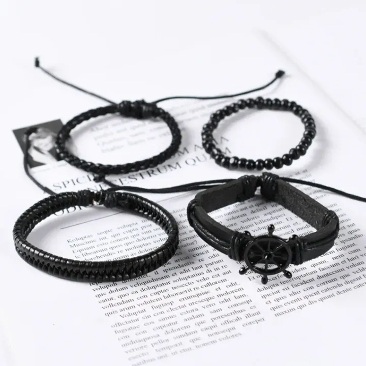 Fashionable%20Trendy%204%20Pcs/%20Set%20Multilayer%20Leather%20Bracelet%20for%20Men%20Simple%20Stylish%20-%20Vintage%20Wooden%20Leather%20Rope%204%20Pcs/set%20Adjustable%20Bracelet%20for%20Men%20New%20Collection/%20Couple%20Bracelet%20for%20Boys%20-%20Image%205