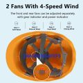 Safety Helmet With 2 Fans Construction Miner Work Helmet ABS Hard Cap Safety Helmet GB2811-2019 490g Construction Fan Helmet.
